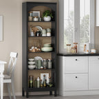 Arched Bookshelf with 5 Tier Open Shelves, Study and Living Room, Modern Black - Image 8