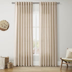 Grey Flax Linen Curtains 84 Inch Length 2 Panels Set by Nanspring
