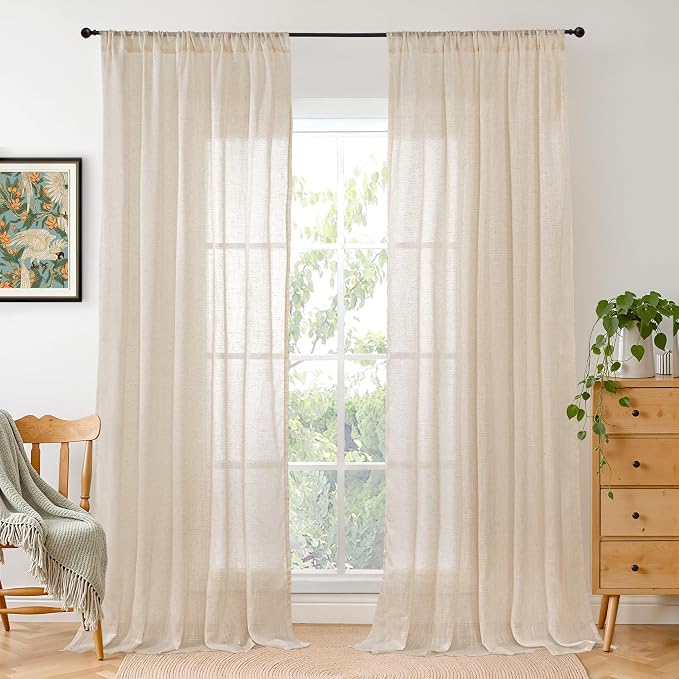 BGment Linen Curtains 98 Inches Long by BGment