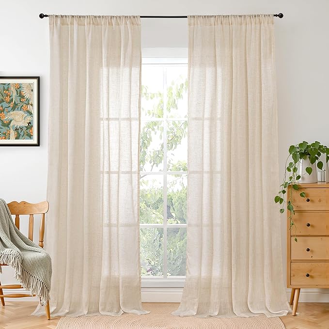 BGment Natural Linen Curtains 90 Inches Long by BGment