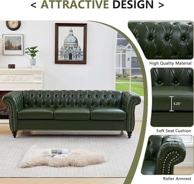 QHITTY 2 Piece Living Room Set, Sectional Chesterfield Sofa Contemporary - Image 4
