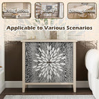 Black Accent Furniture, 32 Inch Wide 2-Door Carved Geometric Sideboard Buffet - Image 5