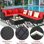 Tangkula 7 Piece Patio Furniture Set, Outdoor Sectional Sofa w/Pillows and - Image 8