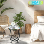 Cinnvoice Outdoor Side Table Round Small Mosaic Patio Accent Indoor End Plant - Image 5