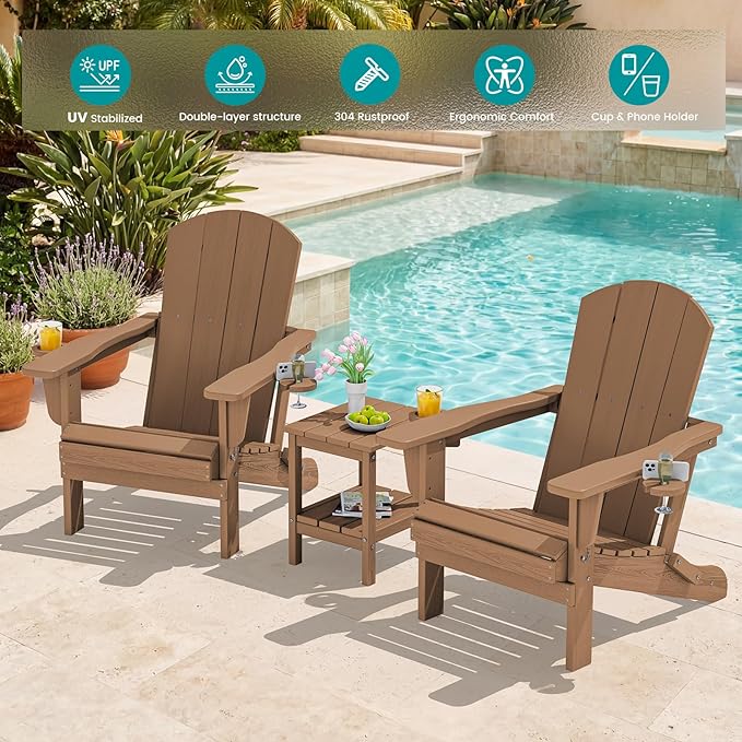 SERWALL Adirondack Chair with Cup Holders - Image 2