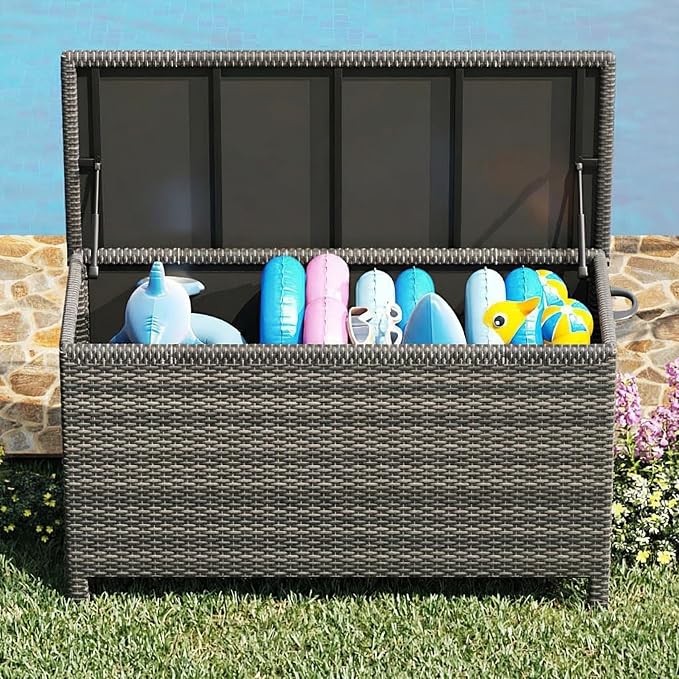 GarveeLife Medium Outdoor Wicker Storage Box, PE Rattan Patio Storage Chest - Image 5