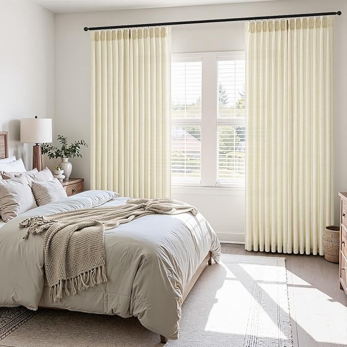Topfinel 102 Inch Curtains 2 Panels Set, Two Packs Pinch Pleat Back Tab Linen - Image 2