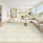 Area Rug 9x12 Washable Rug, Vintage Boho Medallion Rugs Non-Slip Soft Low Pile by VECARF