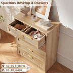 LEYAOYAO Rattan Dresser for Bedroom, Modern 6 Drawers Boho Dressers - Image 5