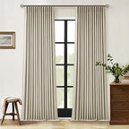 Burlywood Birch 100% Blackout Pinch Pleated Linen Curtains 92 Inches Long | by Twodrapes