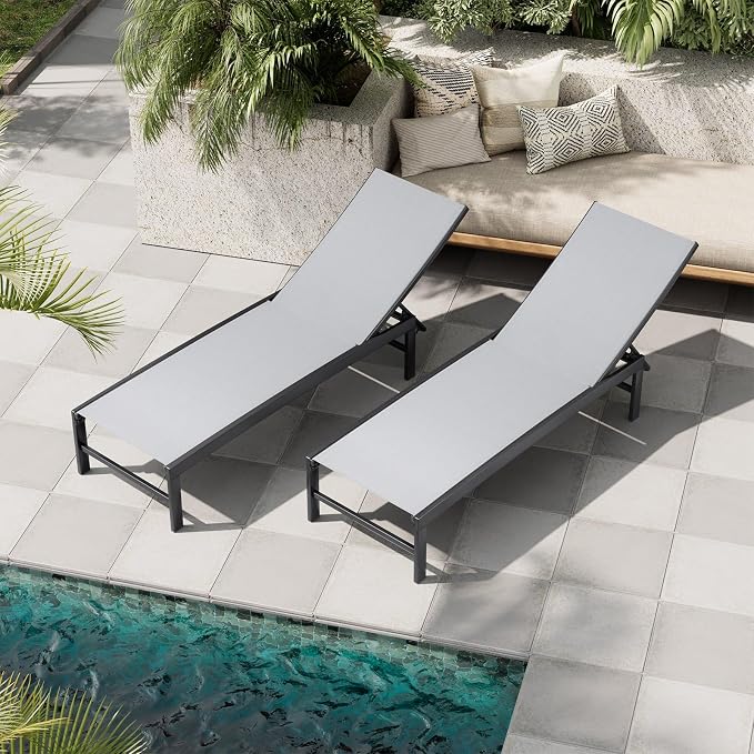 Crestlive Products Chaise Lounge Chair Outdoor Set of 2, Adjustable 5 Positions - Image 8