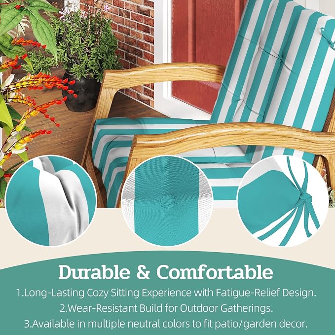 Outdoor Chair Cushions Set of 2, High Back Soft Seat Pad - Image 5