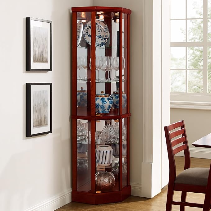 Corner Curio Cabinet, Wine Bar China Cabinet - Image 3