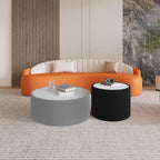 29.52" Round Marble Coffee Table, Modern Fluted Coffee Table w/White Sintered - Image 6