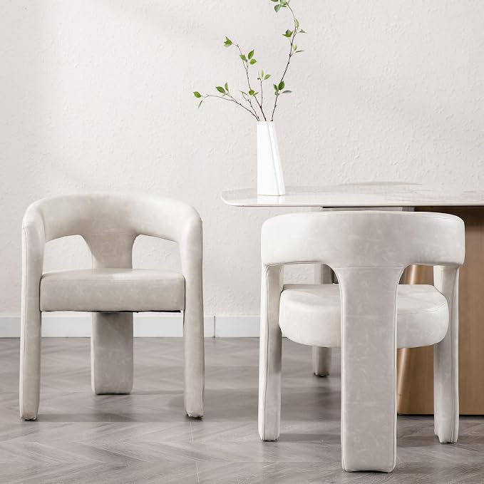 RIVOVA Modern Barrel Dining Chairs Set of 8, PU Leather Upholstered Accent Side - Image 7