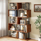 Furologee 6 Tier Bookshelf, Tall S Shaped Geometric Bookcase, Modern Display - Image 2