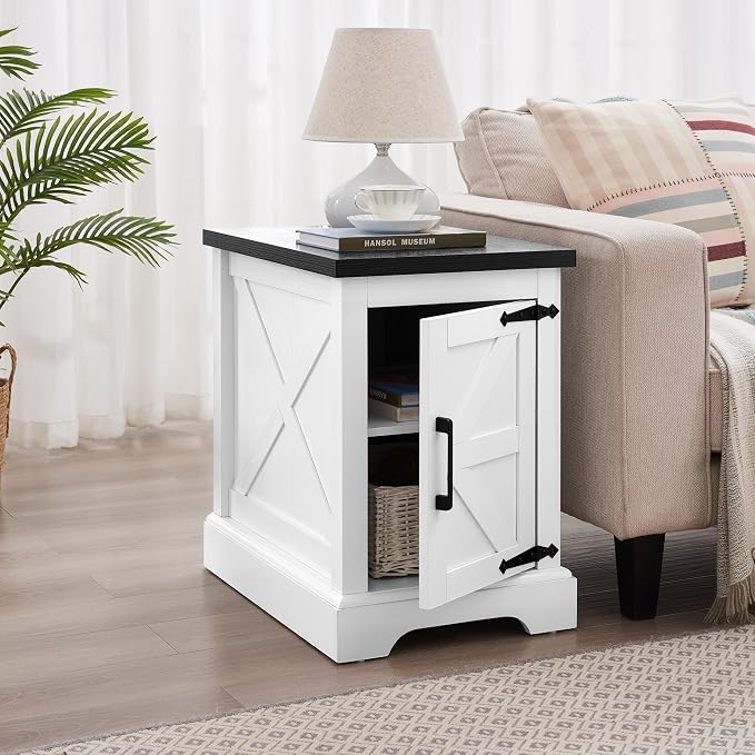 24" H Farmhouse End Table, Rustic Wood Sofa Side Table by CKEASEANFurniture