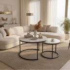 Homy Casa 27.6inch Round Coffee Table Set of 2, Modern Nesting Coffee Tables - Image 3