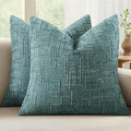 MIULEE Chenille Textured Throw Pillow Covers Teal 18x18 Set of 2 | Slubby by MIULEE