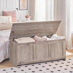HOOBRO Storage Bench, 39.3" Retro Wooden Storage Chest, Wooden Storage Trunk - Image 2