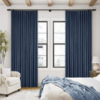 Navy Pinch Pleated 100% Blackout Linen Curtains - Image 8