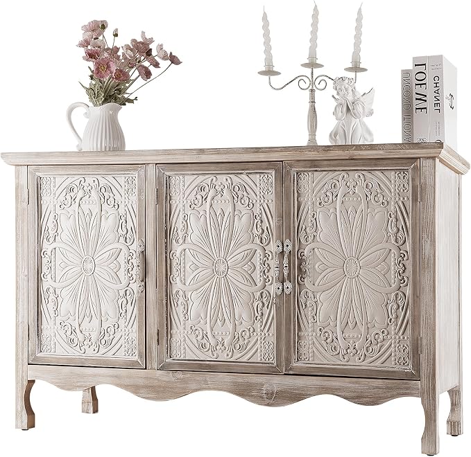 RoyalCraft Buffet Cabinet with Storage, Vintage Solid Wood Sideboard with 3 - Image 9