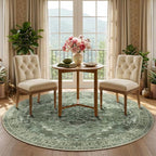 RELEANY Washable Area Rug, Round 5ft, Water Repellent, Pet Friendly, Vintage - Image 3