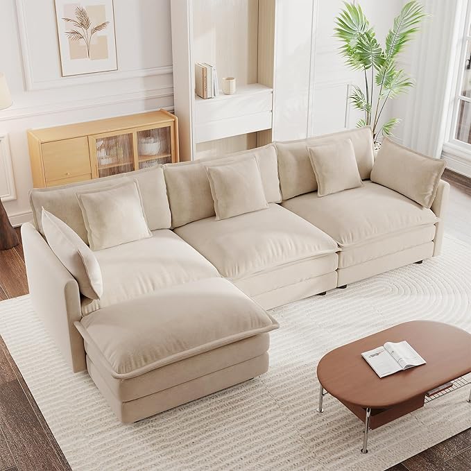 mikibama Modular Sectional Sofa, 111.5 Inch L Shaped Couch Set by Mikibama