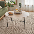 Modern Round Coffee Table 32 in, Acacia Wood Finish Living Room Table - Image 6