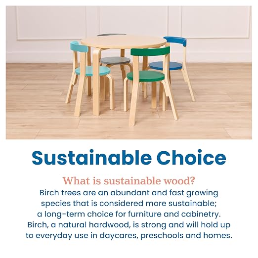 ECR4Kids Bentwood Table and Curved Back Chair Set, Kids Furniture, Contemporary - Image 8