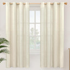YoungsTex 72 Inch Length Beige Linen Curtains 2 Panels by YoungsTex