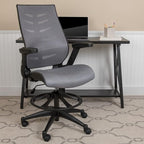 Flash Furniture Kale High Back Dark Gray Mesh Spine-Back Ergonomic Drafting - Image 2