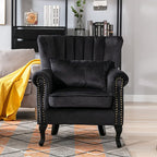 Accent Chairs Set of 2 with Arm Comfy Velvet Living Room Chair Mid-Century - Image 2