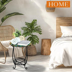 Cinnvoice Outdoor Side Table Round Small Mosaic Patio Accent Indoor End Plant - Image 2