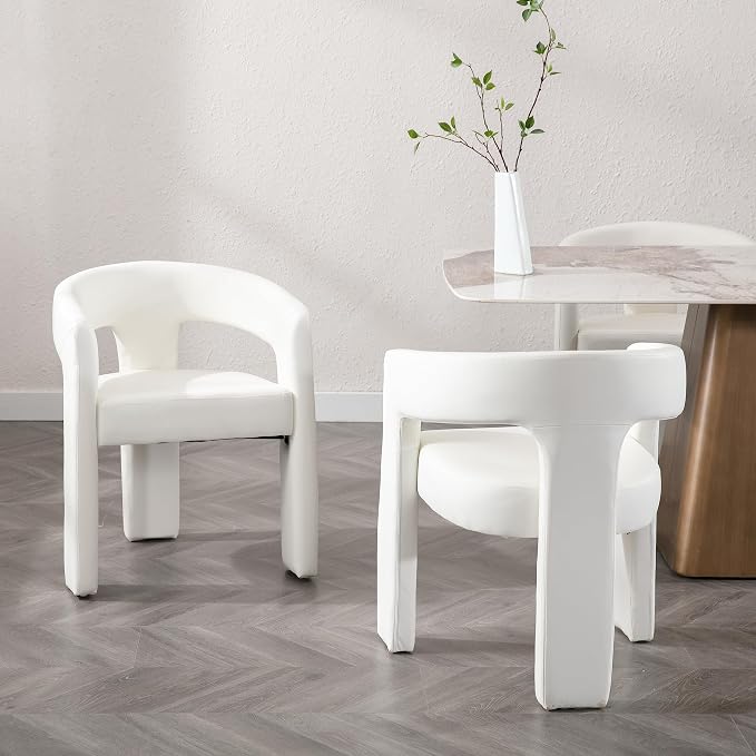 RIVOVA Modern Barrel Dining Chairs Set of 6, PU Leather Upholstered Accent Side - Image 7