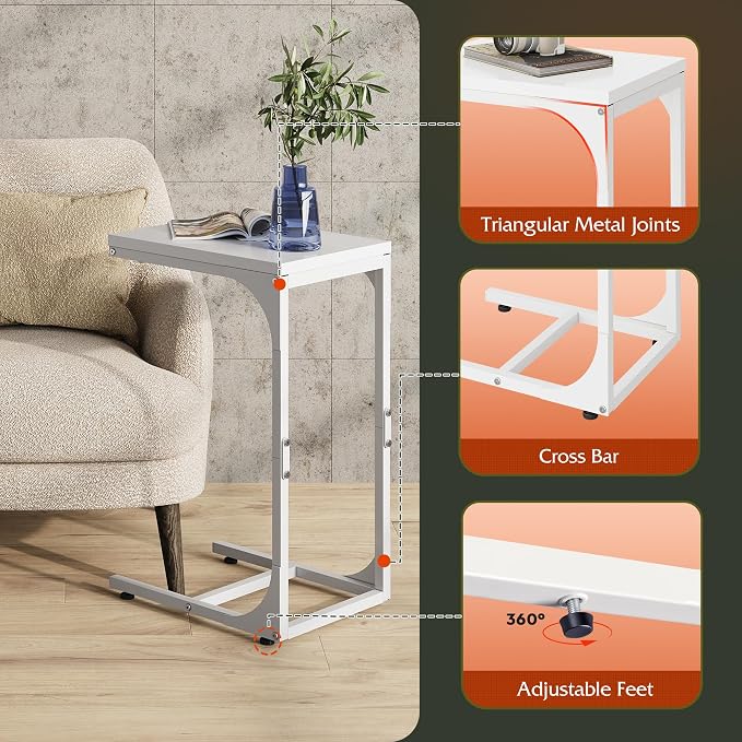 WLIVE C-Shaped End Table Set of 2, Small Couch Side Tables - Image 5