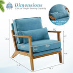 VINGLI Solid Wood Wide Armrests Accent Chair, Upholstered Mid Century Modern - Image 2