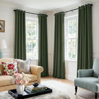 100% Blackout Linen Textured Curtains 72 Inch Long, Loden | 100% Blackout Shield - Image 5