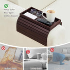 GEHE Bamboo Sofa Arm Tray, Foldable Couch Arm Tray Side Table, Anti-Falling - Image 2