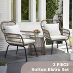 wildformers 3 Pieces Rattan Wicker Bistro Set, Outdoor Conversation Set - Image 2