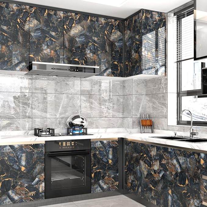Marble Black Contact Paper Peel and Stick Countertops Gold Contact Paper Peel - Image 4