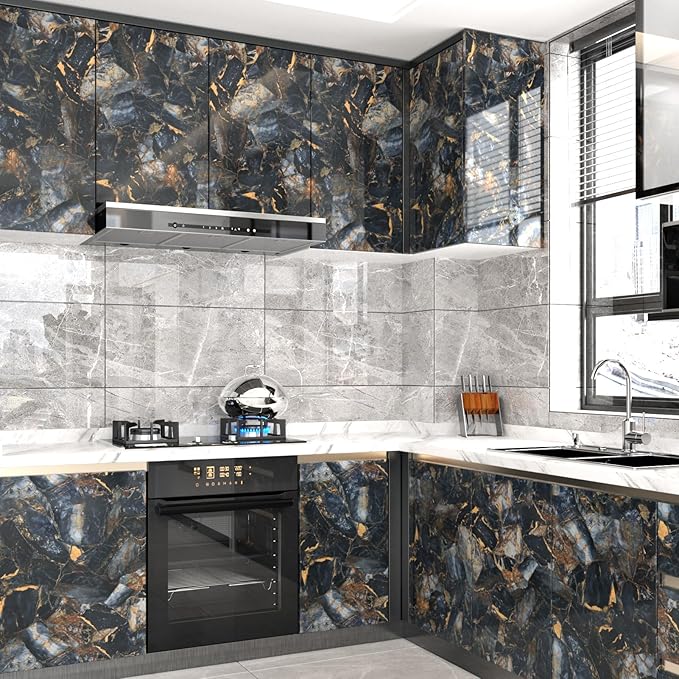 Black/Purple Marble Contact Paper - Image 3