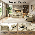 Power Recliner Sofa Set with LED Lights, Includes a Manual Loveseat and a 3 - Image 3