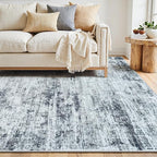 9x12 Washable Area Rug for Living Room Bedroom: Non-Slip Modern Black Grey | - Image 9