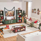 SAVOR LIFE Farmhouse TV Stand for Living Room, Rustic Green Entertainment Center - Image 8