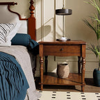 Large End Table with Drawer and Storage Shelf, Solid Wood Sofa Side Table - Image 3