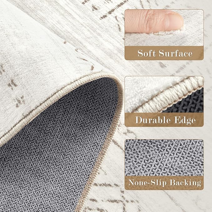 cotiled Hallway 3x10 Runner Rugs Washable Boho Rug Brown Cream | Solve Modern - Image 6