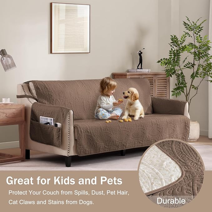 Soft Quilted Couch Cover with Pockets - Image 8