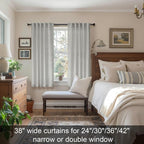 Grey Curtains 38 Inch Width for Kitchen Windows 2 Panels Back Tab Rod Pocket - Image 2