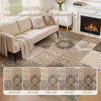 UERMEI 6x9 Area Rug for Living Room, Washable Brown Modern Geometric Patchwork - Image 6